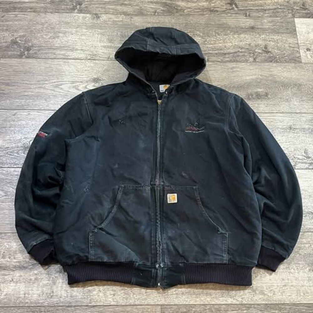 Vintage 90s Carhartt Black Duck Active Jacket Made in USA Distressed Thrashed XL